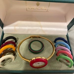 Authentic Gucci vintage watch with interchangeable bezels.
